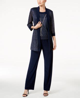 R & M Richards Petite Metallic Pantsuit, Shell & Necklace