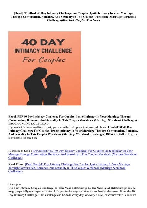 pdf epub 40 day intimacy challenge for couples ignite intimacy in your