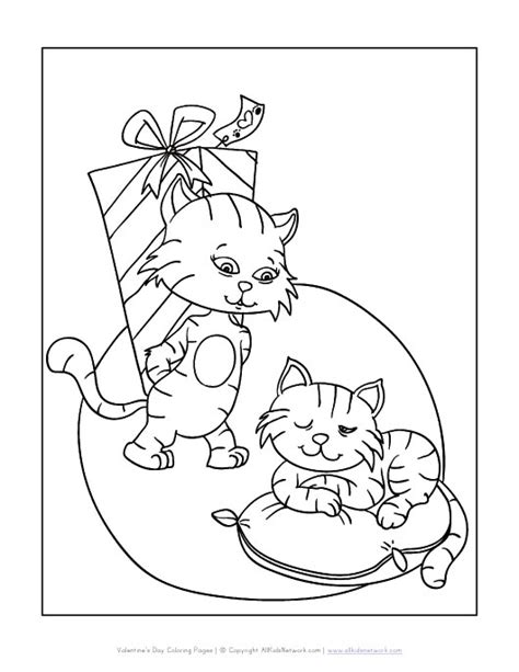 cats valentines day coloring page  kids network