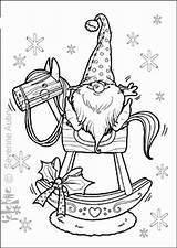 Coloring Gnome Christmas Pages Horse Adult Printable Tomte Noel Coloriage Kids Sheets Books Book Rocking Nadal Colors Chrétien Crafts Drawing sketch template