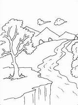 Coloring Pages Nature Landscape River sketch template
