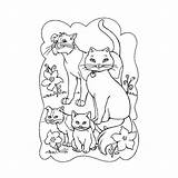 Cat Coloring Family Pages Happy Getcolorings sketch template