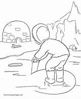Coloring Pages Winter Ice Fishing Sheets Color Cute sketch template