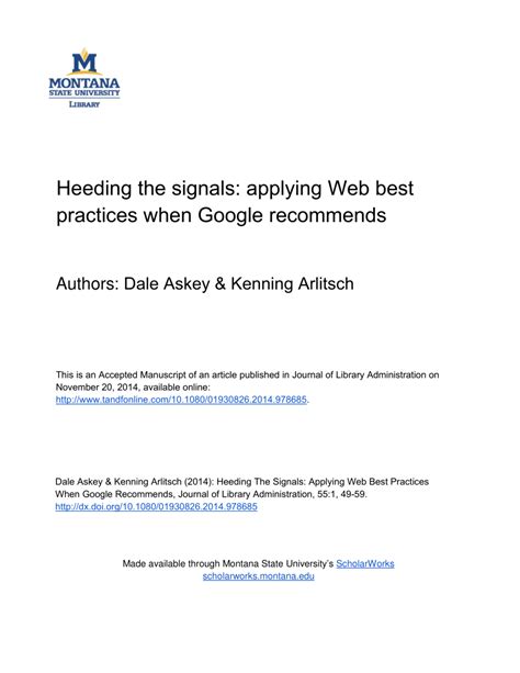 heeding  signals applying web  practices  google