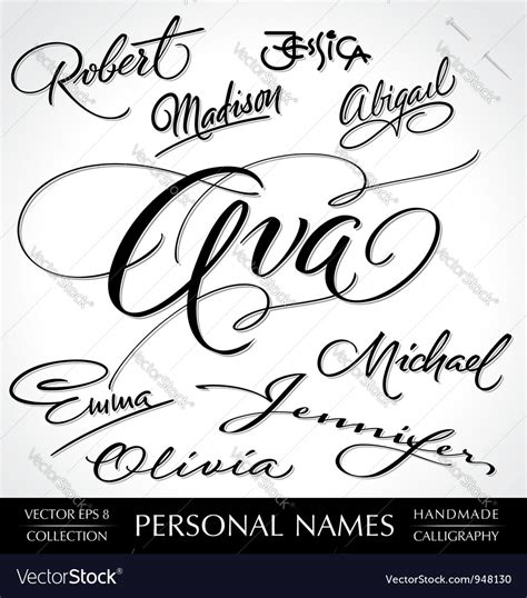 names hand lettering set royalty  vector image
