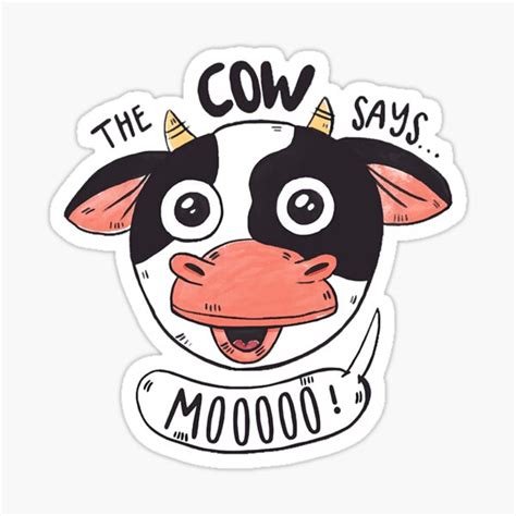 Cute Cow Says Moo Sticker By Stevencal76023 Redbubble
