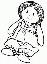 Doll Rag Toy Coloring Pages Printable Print Toys Clip Kids Printables Activity sketch template