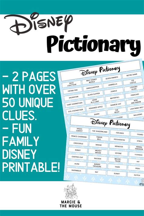 disney pictionary game  printable marcie   mouse disney