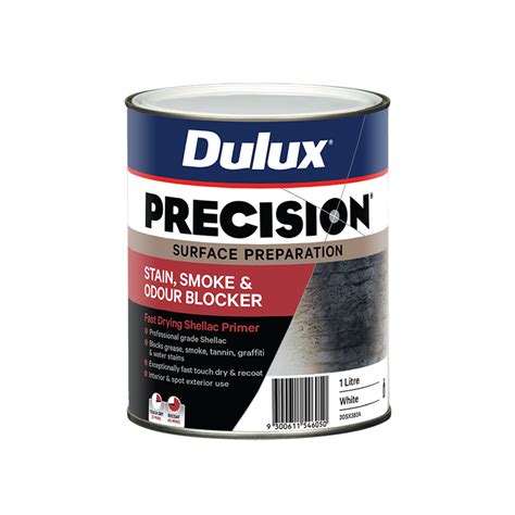 dulux precision  white stain smoke  odour blocker shellac primer
