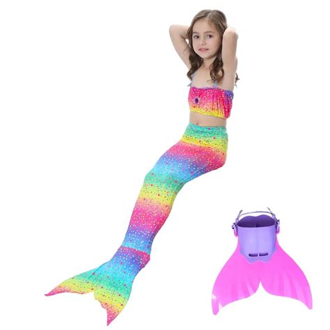 pcs children girls mermaid tail costume cosplay baby kid swimmable