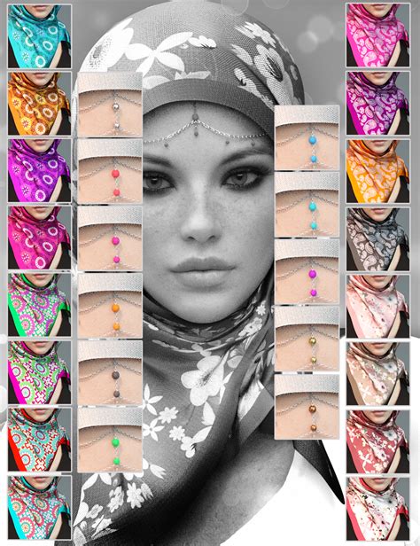 dforce x fashion floral hijab for genesis 8 female s daz 3d 35990 hot