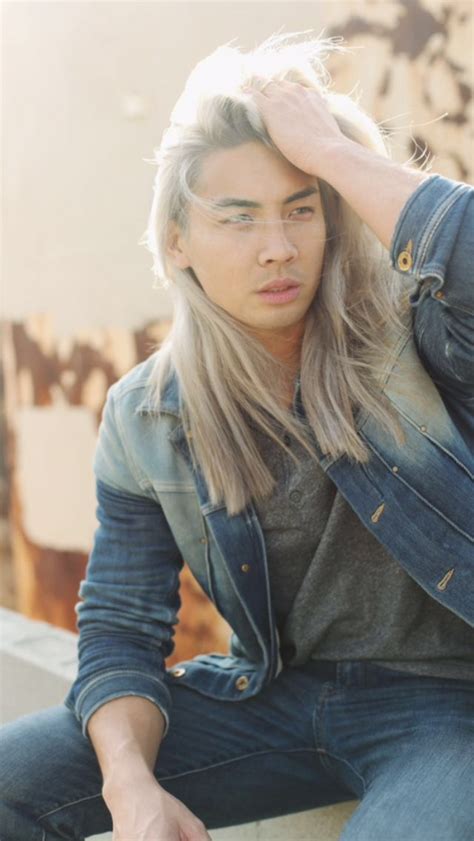 asian man with long white hair long hair styles men