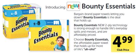 bounty essentials paper towels  rolls    coupon  safeway super safeway