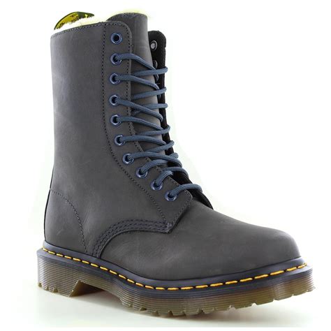 dr martens  fl womens warm leather boots graphite grey