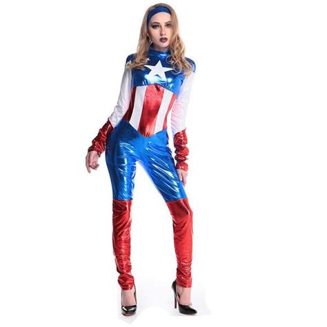 captain america jumpsuits performance costume halloween adult women