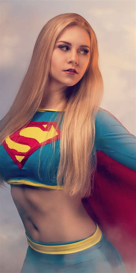 download supergirl cosplay girl model blonde long hair 1080x2160