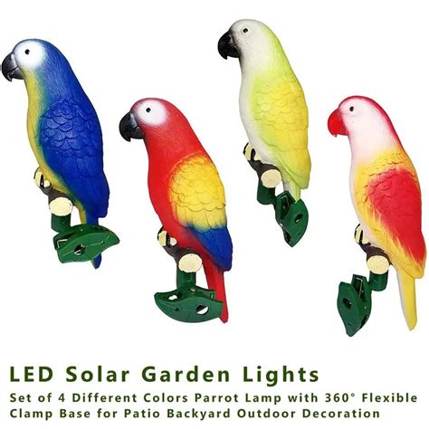 pcsset solar power led light ip rainproof parrot lamp  clip bird shape night light