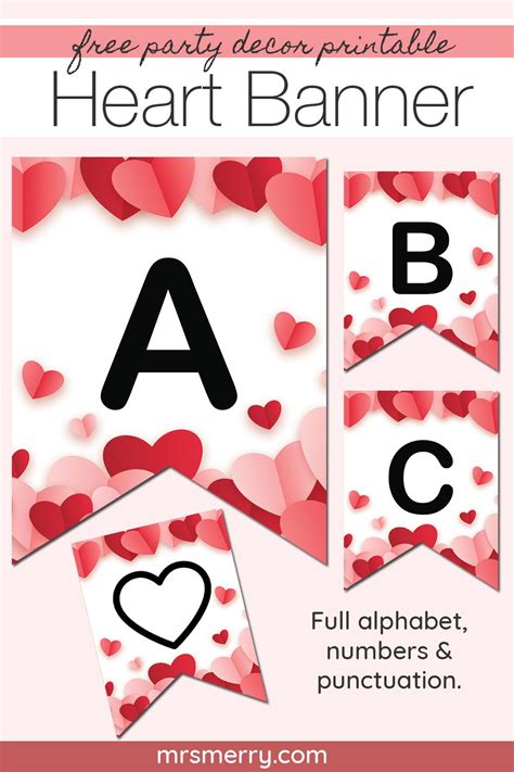 valentines day printable hearts letters banner  merry