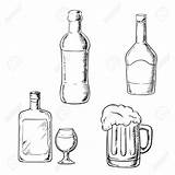 Bottle Drawing Whiskey Liquor Glass Beverages Getdrawings sketch template