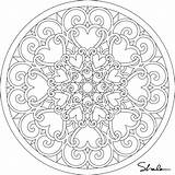 Coloring Mandala Printable Hearts Pdf sketch template
