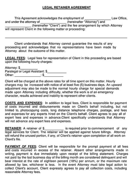 attorney employment contract template printable word searches