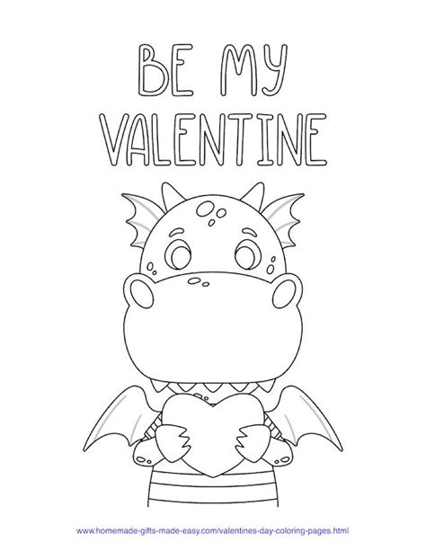 charming dragon valentines coloring pages