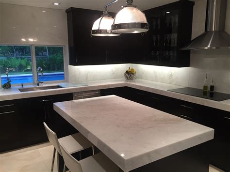 mystery white marble slab kitchen countertop