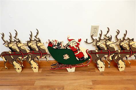 vintage santa sleigh  reindeer outdoor decoration magzhouse