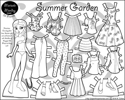 paper doll dress  set summer garden