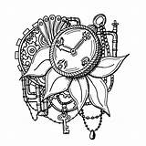 Gears Clock Pocket Vector Coloring Vintage Chains Keys Drawing Pipes Adult Grunge Tattoo Jewelry Background Owl Clipartmag Sketch Shutterstock Logo sketch template