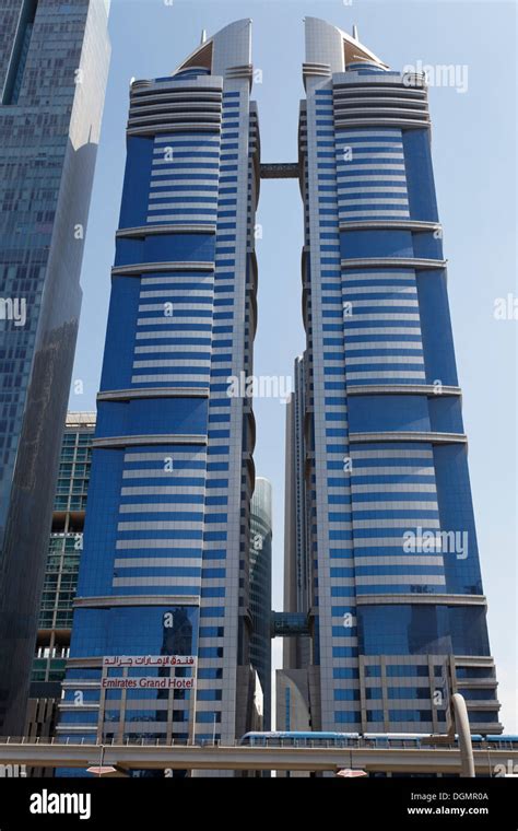 skyscrapers emirates grand hotel sheikh zayed road dubai stock photo  alamy