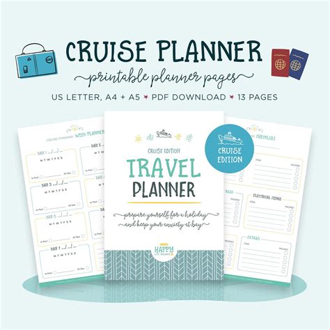 cruise travel planner printable holiday planner vacation etsy