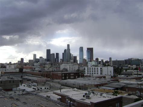 los angeles skyline   rain   barker block
