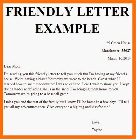 sample friendly letter