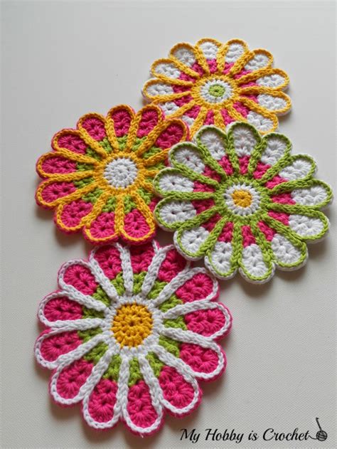hobby  crochet chrysanthemum flower coaster  crochet