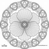 Mandala Coloring Flower Pages Poppy August Color Print Printable Advanced Level Adults Birthstone Adult Version Peridot Colouring Difficult Hard Clipart sketch template