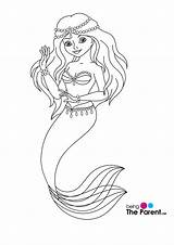 Mermaid Coloring Pages Easy Drawing Printable Step Mermaids Draw Little Real Krishna Color Print Tail Drawings Girls Clipart Silhouette Book sketch template