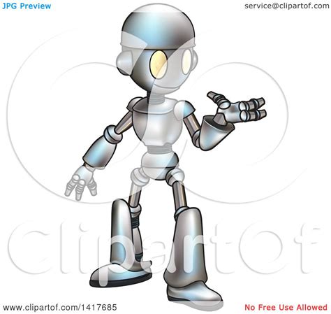Clipart Of A Cartoon Robot Presenting Royalty Free
