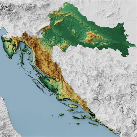 reljefna karta hrvatske croatia