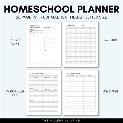 homeschool planner homeschool printables editable  etsy canada