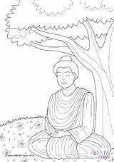 Tree Bodhi Buddha Colouring Under Sketch Template sketch template