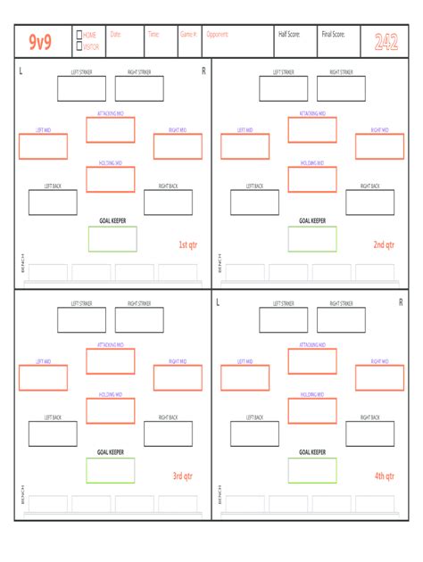 soccer lineup template fill  printable fillable blank