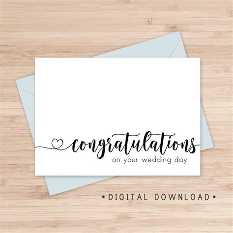 printable card congratulations   wedding day instant etsy