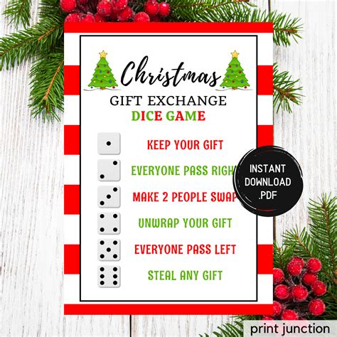 gift exchange game christmas dice game christmas games printable