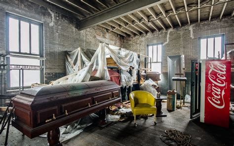 Abandoned Funeral Home With Room Of Coffins Is A Horror