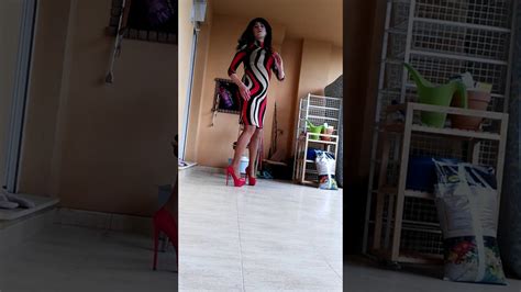 Francis Crossdresser Multicolored Dress And Red Extreme Heels Youtube