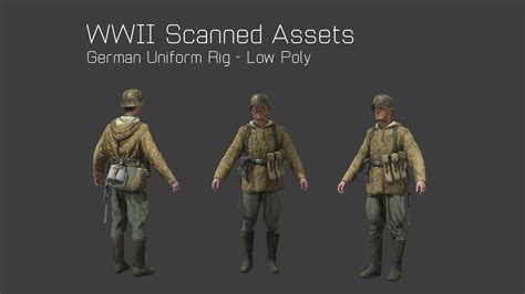 German Camo Soldier Rig Ww2 Scanned Asset Pack 3d Model