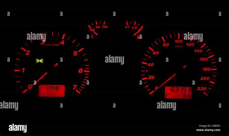 red light car dashboard   night stock photo alamy
