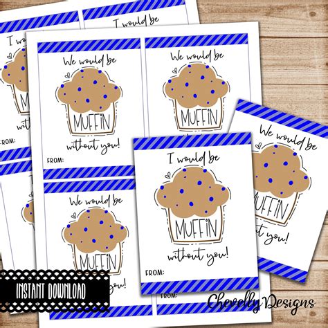 muffin appreciation gift tags printable digtal file etsy