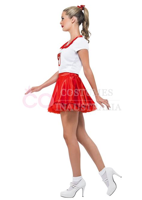 50s Grease Sandy Costume Red Rydell High Licensed Cheerleader 1950s